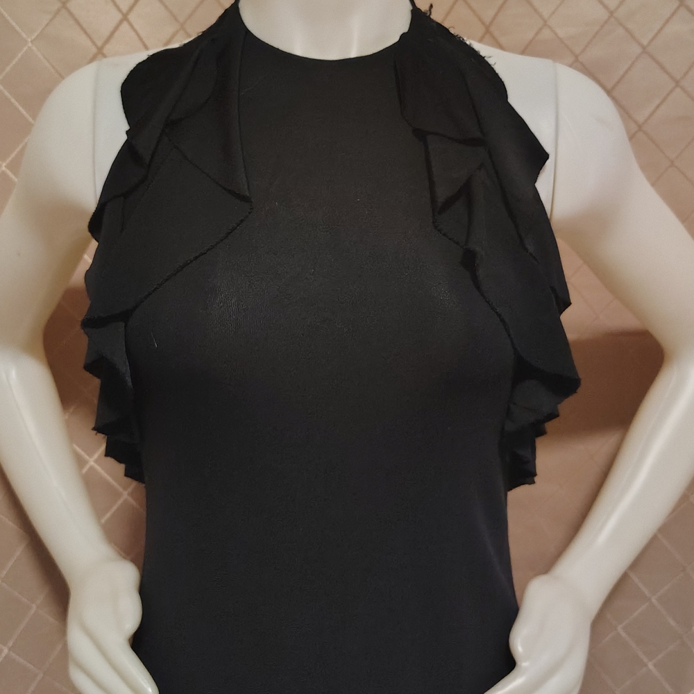 Ralph Lauren Black Ruffle Maxi Dress - Picture 2 of 6